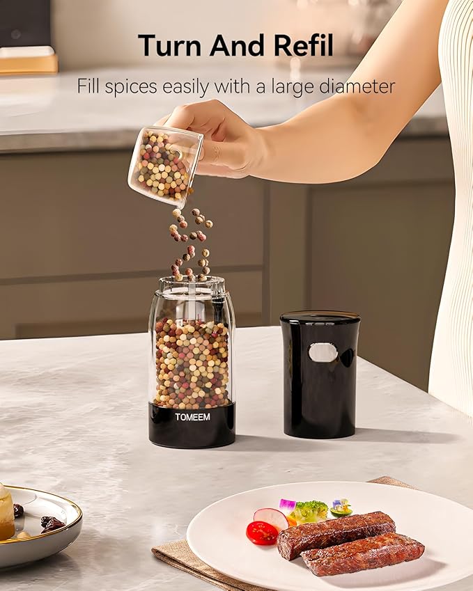 TOMEEM Electric Salt and Pepper Grinder Set – Rechargeable - Image 7