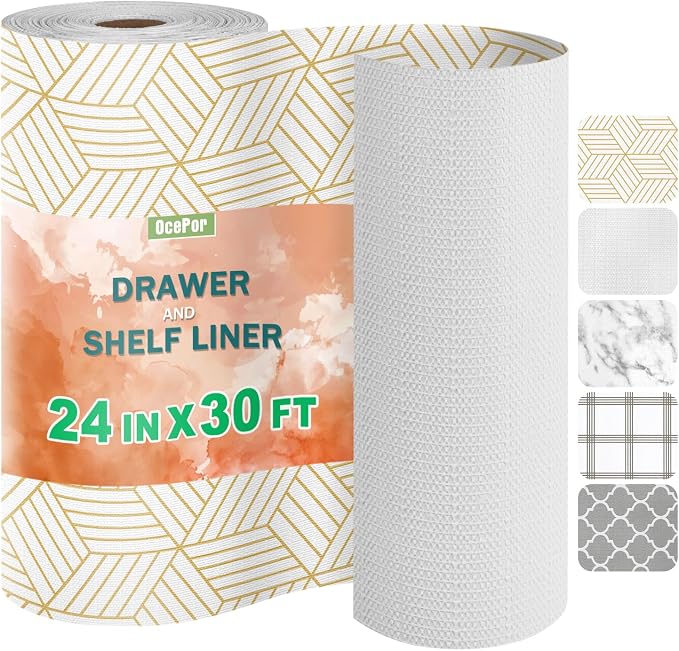 OcePor Non-Adhesive Drawer and Shelf Liner 24IN x 30FT，Non Slip Cabinet and by OcePor