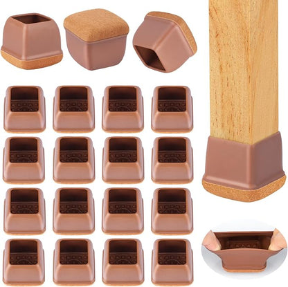 16 Pcs Chair Leg Floor Protectors Square, Silicone Chair Leg Protectors by Jeaoouu