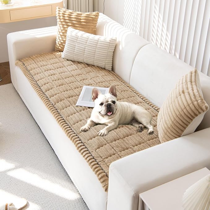 OTOB Couch Covers for 3 Cushion Sofa Pet Friendly, Plush Fuzzy Non Slip Sofa by OTOB