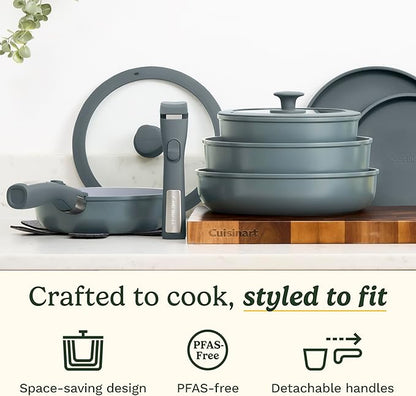 Cuisinart 13-Pc, ClickSmart Nonstick Detachable Handle Ceramic Cookware - Image 2