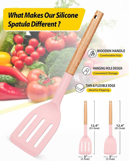 Pack of 2 Silicone Cooking Spatula, Heat Resistant Solid Turner, Non Stick - Image 2