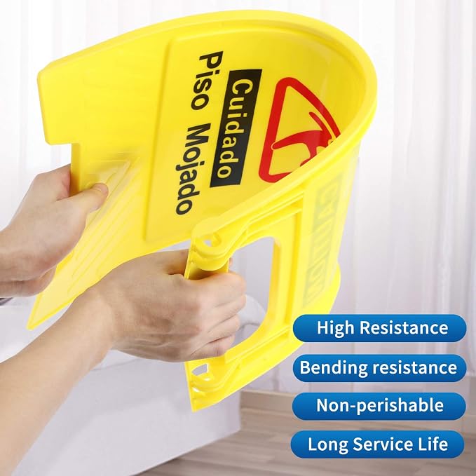 CERLMLAND wet floor signs 4 piece double-sided sign alerts clear identification - Image 3