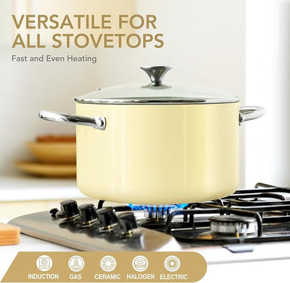 MICHELANGELO Stock Pot with Lid, 6 Quart Soup Pot with Ceramic Coating - Image 5