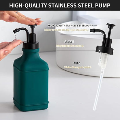 Enra Glass Soap Dispenser with Clear Window, 12oz Matte Stainless Steel Hand - Image 3