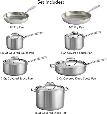 Tramontina Signature Tri-Ply Clad Stainless Steel 12-Piece Cookware Set - Image 3