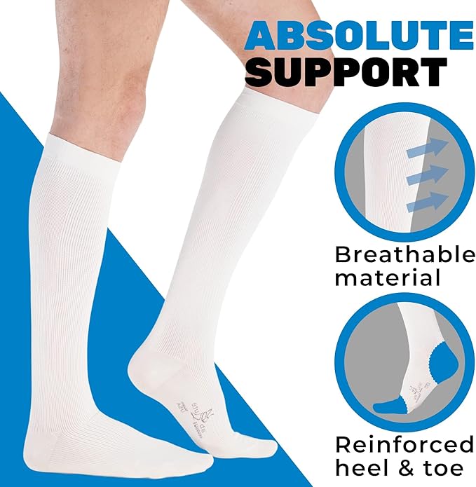 ABSOLUTE SUPPORT Cotton Compression Socks for Women & Men 20-30 mmhg Knee High
