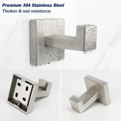 NearMoon Bath Towel Hooks -SUS304 Stainless Steel Square Clothes Robe Hooks - Image 3