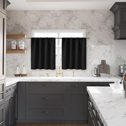 BGment Black Blackout Curtains for Bedroom Window 34 x 45 Inch - Image 2