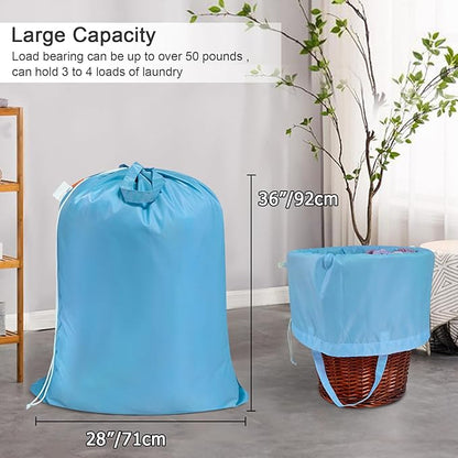Polecasa Heavy Duty Large Laundry Bag with 130gsm Tear Resistant Fabric and Handles, Easy to Carry Durable Dirty Clothes Drawstring Bag, Perfect for College Dorm,Travel, 28”x36”,Gulf Blue