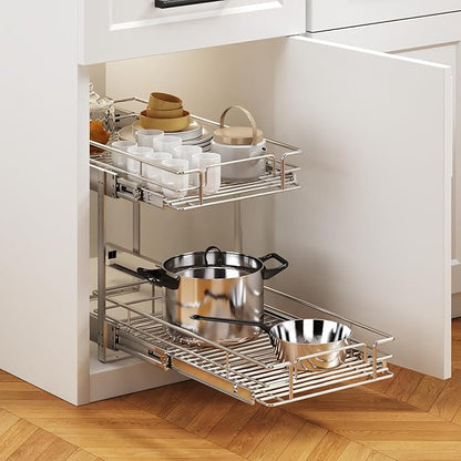 2 Tier Individual Pull Out Cabinet Organizer 16½" W x 21½" D, Heavy Duty - Image 5