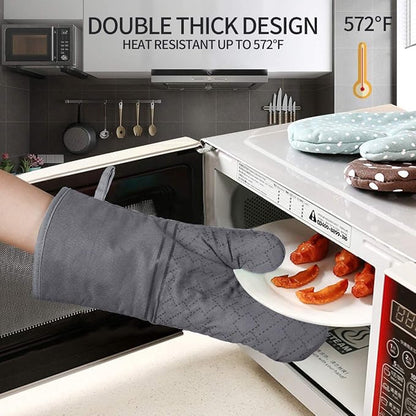 4Pcs Oven Mitts and Pot Holders Set, 572F Heat Resistant Oven Glove, Soft - Image 3