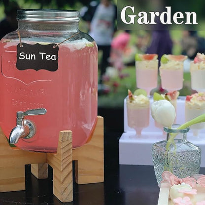 2 Gallon Drink Dispenser with 18/8 Stainless Steel Spigot, Sun Tea Glass Mason - Image 3