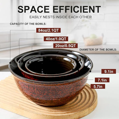HASENSE Ceramic Mixing Bowls, Large Serving Dishes Set of 3 - Image 2
