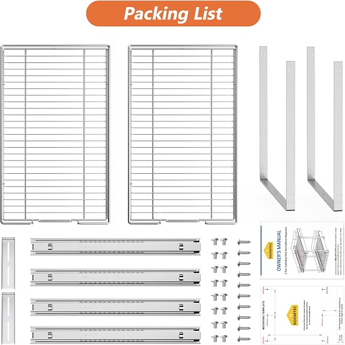 ROOMTEC Individual Pull Out Cabinet Organizer, 2 Tier Spice Rack Organizer - Image 7