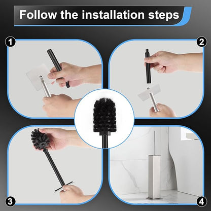 BVL Toilet Brush and Holder Set Brushed Nickel Stainless Steel 304 Square - Image 5