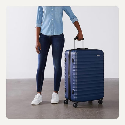 Amazon Basics 30" Hardside Large Checked Luggage, Hardshell Suitcase With Wheels, Expandable For Up to 15% More Space, With Scratch-Resistant Surface, Four Multi-directional Wheels, Navy Blue