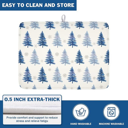 Winter Dish Drying Mat 18 x 24 Inch Blue Tree Dish Drying Pad Absorbent - Image 5