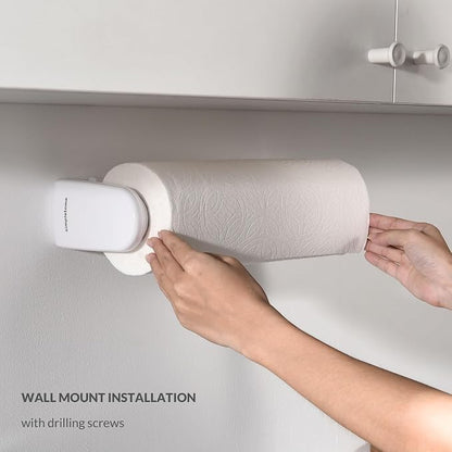simpletome Paper Towel Holder Under Cabinet or Wall Mount ONE Hand Operation - Image 4