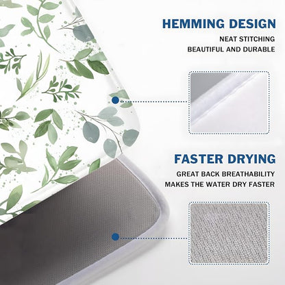 Spring Summer Sage Green Leaves Dish Drying Mat 16 x 18 Inch Spring Eucalyptus - Image 4