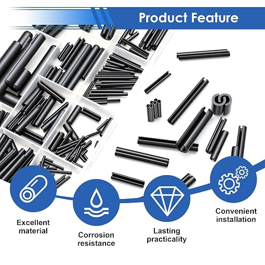 230Pcs Roll Pin Set SAE 1/16 5/64 3/32 1/8 5/32 3/16 7/32 1/4 5/16 3/8 Inch - Image 4