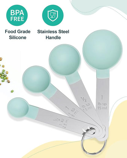 Measuring Cups and Spoons Set of 8 Pieces, nesting measuring cups - Image 4