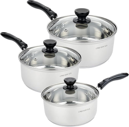 Stainless Steel Saucepan with Lid Set by HomeGood4Less