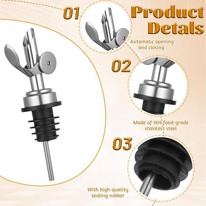 2 PCS Oil Spout, Olive Oil Dispenser Spout, Liquor Pour Spouts Self Closing - Image 3