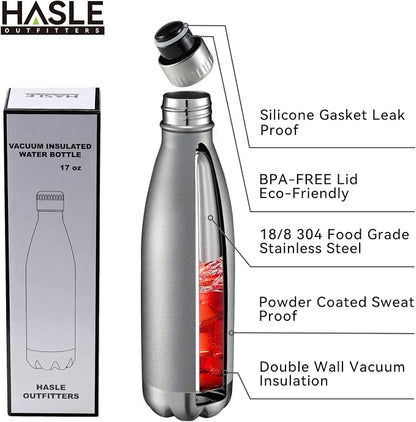 HASLE OUTFITTERS 17oz Stainless Steel Water Bottles Bulk, Vacuum Insulated - Image 2