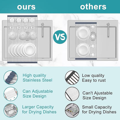 BBXTYLY Extra Large Expandable Roll Up Dish Drying Rack, Over The Sink Drying - Image 4
