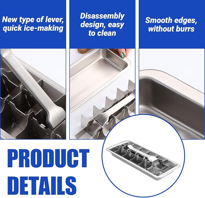 3 Pack 18-Slot Ice Cube Trays Stainless Steel - Image 3