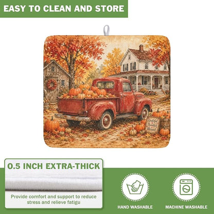 Fall Pumpkin Dish Drying Mat for Kitchen Counter Thanksgiving Autumn Harvest - Image 5