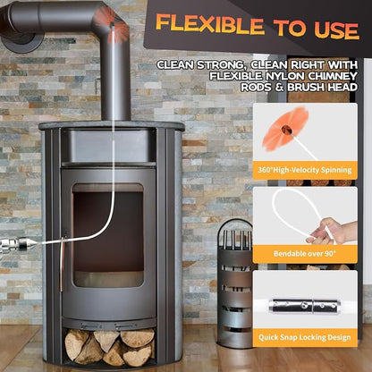 23 Feet Chimney Sweep Kit, Chimney Cleaning Kit - Image 4