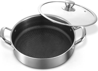 Toutrop Stainless Steel 7QT Saute Pan 14 Inch Deep Frying Pan by Toutrop