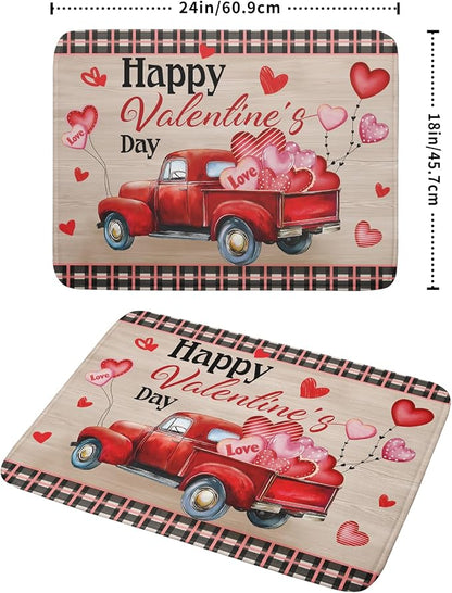 Valentine's Day Truck Dish Drying Mat 18x24 inch Love Heart Washable Absorbent - Image 2