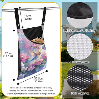Hummingbird and Flower Clothes Pin Hanging Bag - Image 6