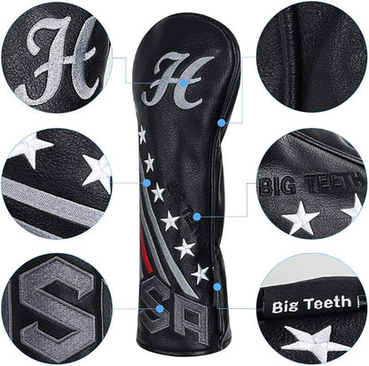 Big Teeth Golf Cover USA Stripe and Star Headcover Covers, Driver Fairway Wood - Image 3