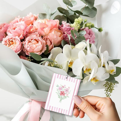 Girly Pink Floral Car Air Freshener 4 Pcs, Preppy Pink Striped Flower Hanging - Image 5