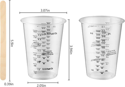 20pcs 8oz Graduated Clear Plastic Measuring Mixing Cups - Image 2