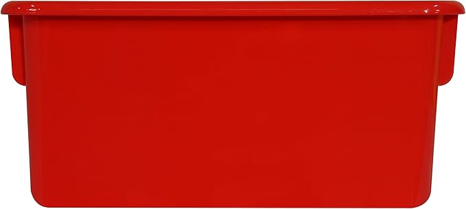 Wood Designs Cubby Storage Bin, Heavy Duty Plastic Containers for Kids Red Cubby Tray Set of 25