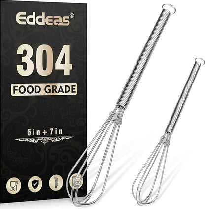 Eddeas Mini whisk, Small Whisk 2 Pieces, 5in and 7in 304 Stainless steel Wire by Eddeas