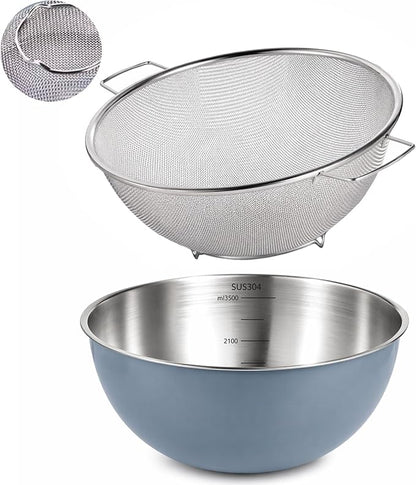 304 Stainless Steel Kitchen Colander Set, 3.5QT Colander by JULIPRO