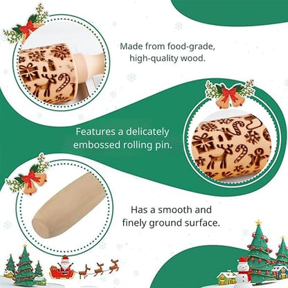 Wooden Embossed Rolling Pin for Baking & Crafts-Easy to Clean, Lightweight - Image 6