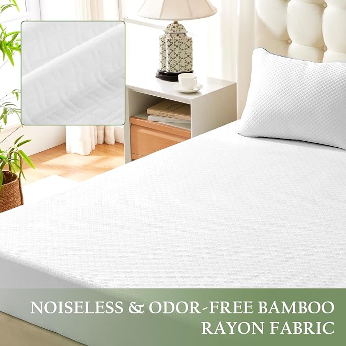 100% Waterproof Twin Mattress Protector, Breathable Bamboo Rayon Mattress Cover - Image 7