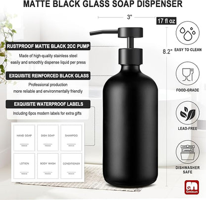 GMISUN Black Soap Dispenser, 2 Pack Matte Black Hand Soap Dispensers - Image 3