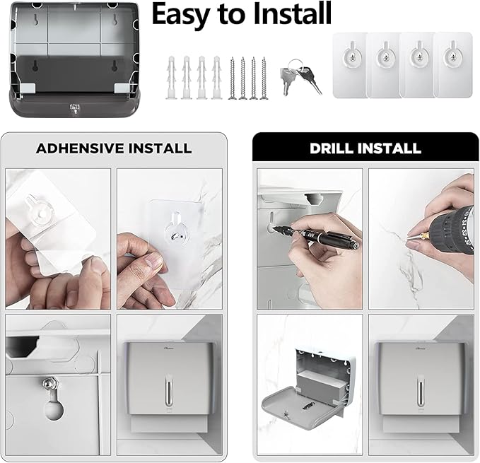 Multifold Paper Towel Dispenser Wall Surface Mounted Compatible with Manual Z Fold C Folded Tri Fold Dispensing for Home Bathroom Case of 3 Dispenser