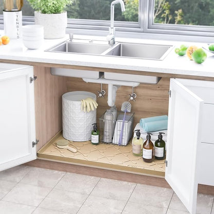 SIKADEER Under Sink Mat Waterproof 34" x 19", Silicone Mat Kitchen Drawer Shelf - Image 2