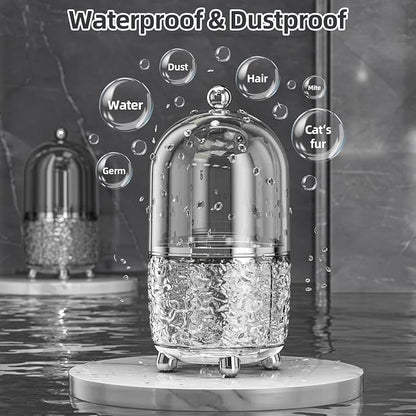 Makeup Brush Holder with Lid, 360° Rotating Cosmetic Tools Organizer with Cover - Image 4