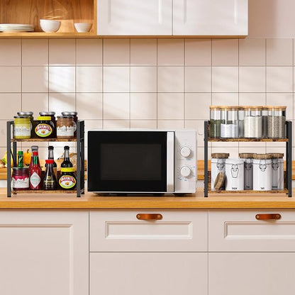 Spice-Rack-Organizer-Shelf for Kitchen Counter, 2 Tiers Coffee Bar Station - Image 2