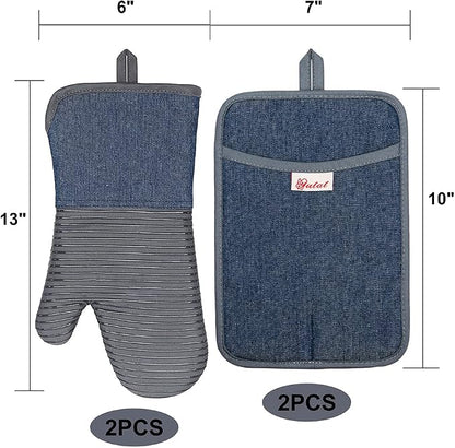 Yutat Oven Mitts, Pot Holders Set of 4 Made - Image 2